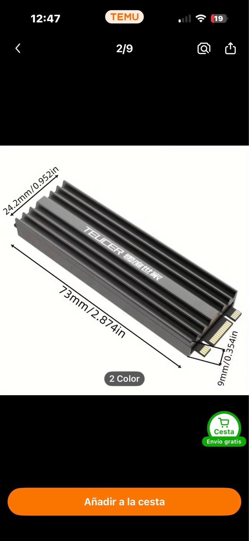 Disipador TEUCER NVMe SSD 2280 afbeelding 2