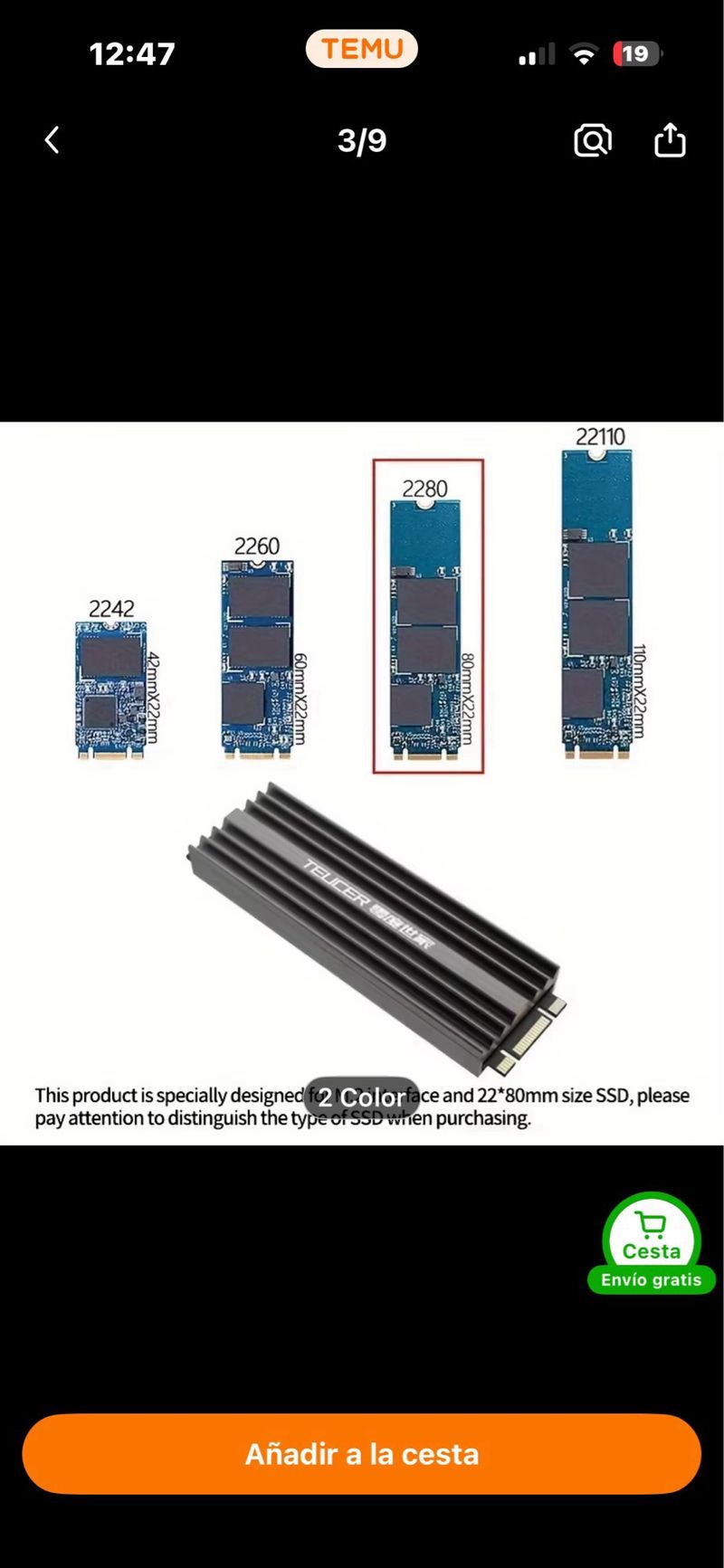 Disipador TEUCER NVMe SSD 2280 afbeelding 3