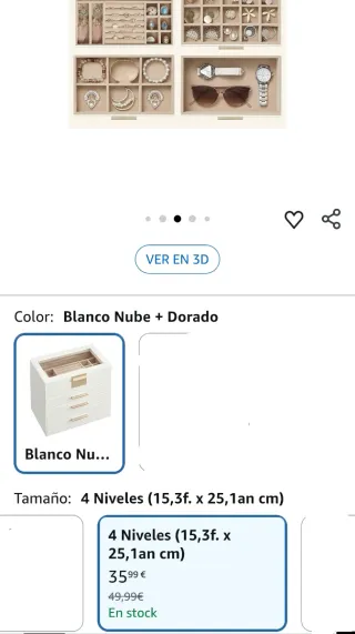 SONGMICS Caja de Joyas, Caja Joyero con 4 Niveles