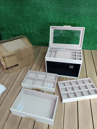 SONGMICS Caja de Joyas, Caja Joyero con 4 Niveles