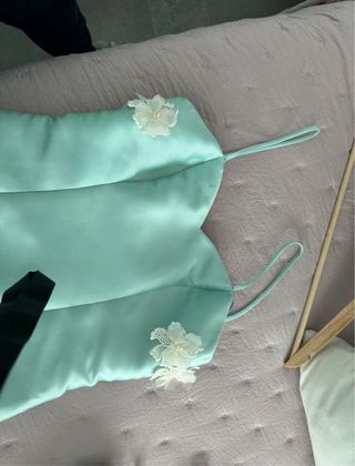 Vestido Flamenca Gitana Azul y Blanco