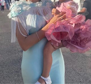 Vestido Flamenca Gitana Azul y Blanco