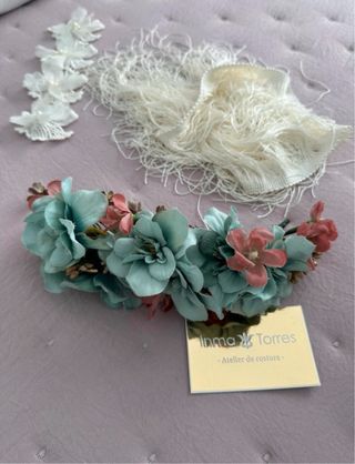 Vestido Flamenca Gitana Azul y Blanco