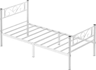 Cama individual metálica blanca 70x190