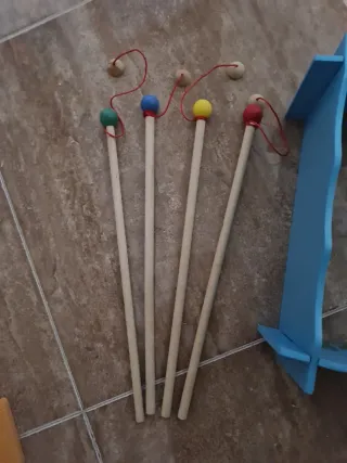 Juego de pesca madera peces y cañas