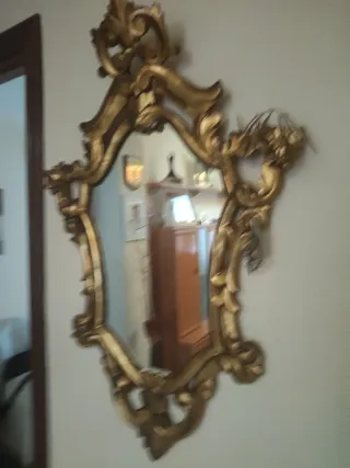 Espejo Antiguo Dorado 85 Años