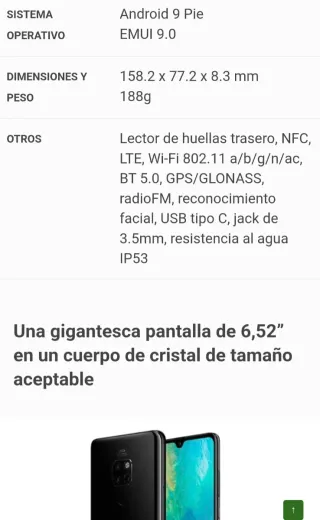 Huawei Mate 20 Negro