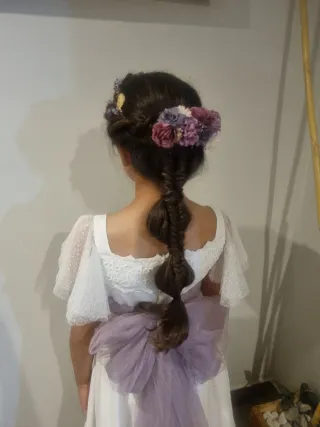 Vestido de Comunión Blanco y malva