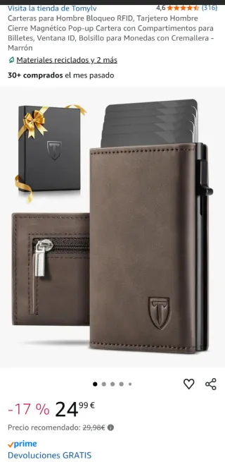 Cartera/tarjetero piel sintética marca tomylv