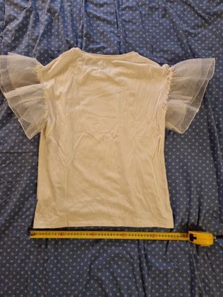 Maglietta bianca elegante con perle taglia S/M