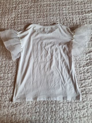 Maglietta bianca elegante con perle taglia S/M
