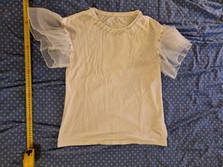 Maglietta bianca elegante con perle taglia S/M