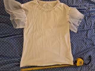 Maglietta bianca elegante con perle taglia S/M