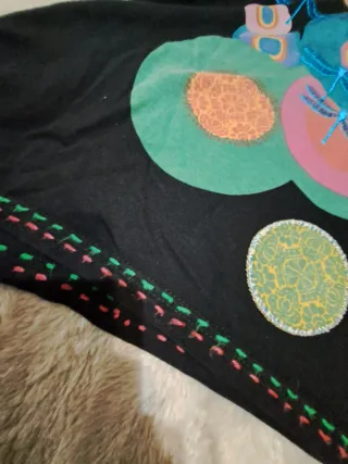 Vestido Negro Estampado Desigual