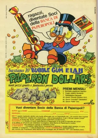 VintageFood Chewing gum  "Paperon Dollars"  1970