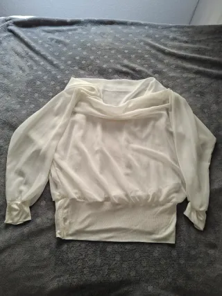 Blusa blanca gasa drapeada talla única