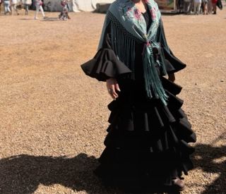 Vestido Flamenca Negro Volantes