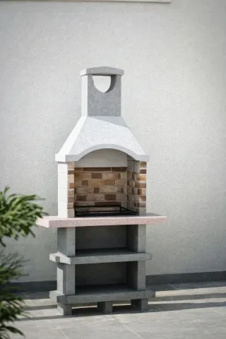 Barbacoa de piedra y terracota