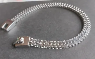 Pulsera de eslabones plateada para hombre 21cm 6mm