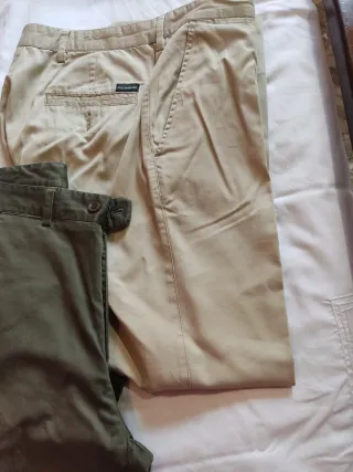 Pantalones Chinos Hombre Talla 44 Beige/Verde