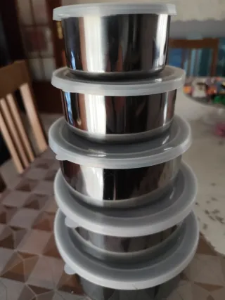 Set contenitori acciaio inox con coperchi pezzi 5