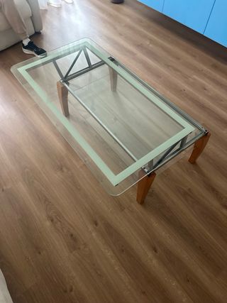 Mesa comedor cristal + 6 sillas + mesa salón
