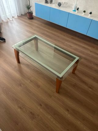 Mesa comedor cristal + 6 sillas + mesa salón