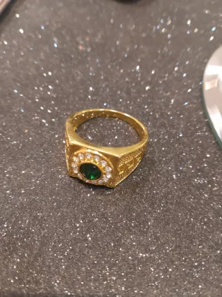 Anillo Oro Talla 25 Piedra Verde