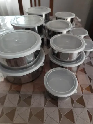 Set 15 Contenitori Acciaio Inox Coperchio Traspare