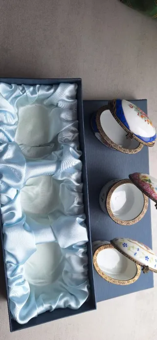 Lote 3 Cajas Joyeras Cerámica Vintage