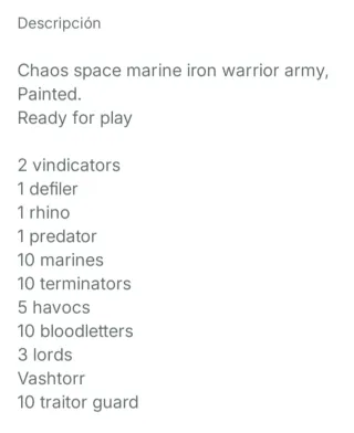 Ejército Iron Warriors Warhammer