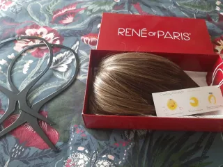 Peluca oncológica castaña con mechas