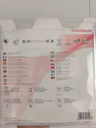 Cable Antena TV Thomson 5m + Adaptador Coax