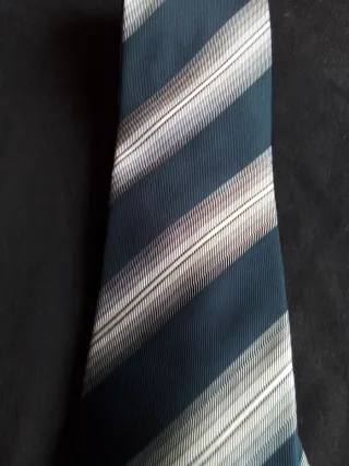 Corbata Armani Seda Rayas Azul y Plata