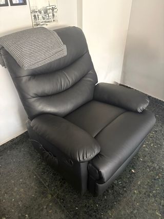 Poltrona Relax in Pelle Reclinabile Nero