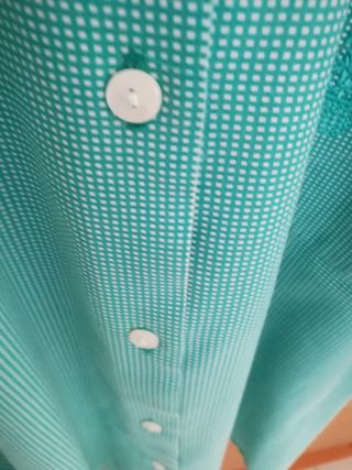 Camicia  donna a piccoli quadri verde/bianchi