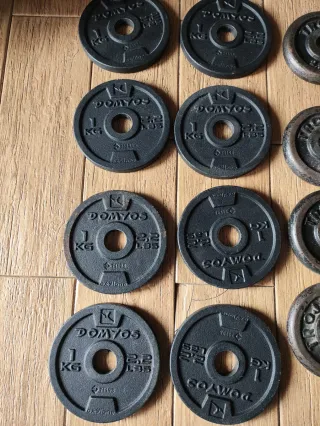 Set Pesas Hierro Fundido + Mancuernas ajustables