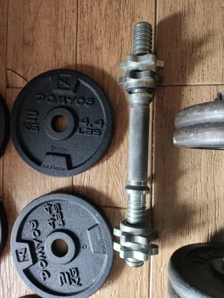 Set Pesas Hierro Fundido + Mancuernas ajustables