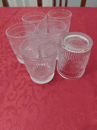 Set 6 Bicchieri Vetro Decorati