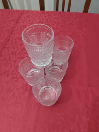 Set 6 Bicchieri Vetro Decorati