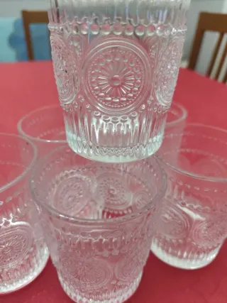 Set 6 Bicchieri Vetro Decorati