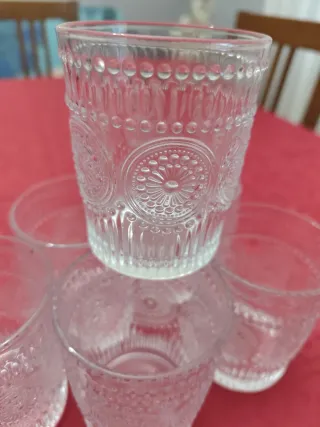 Set 6 Bicchieri Vetro Decorati