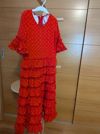 Vestido Flamenca Niña Rojo Lunares
