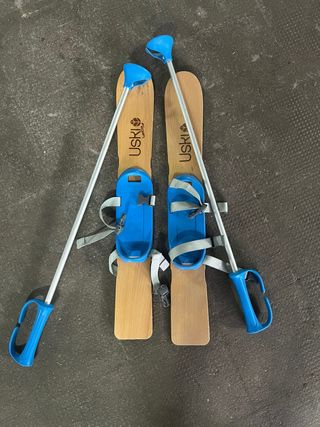 Esquís de madera para niños con bastones uski