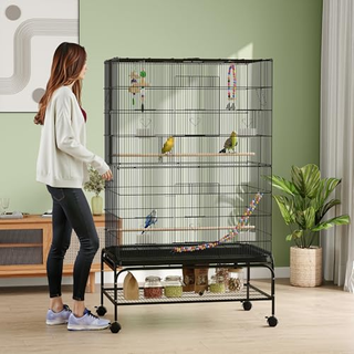 Gabbia per Uccelli con Posatoi, Ripiano, Vassoio,