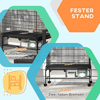 Gabbia per Uccelli con Posatoi, Ripiano, Vassoio,