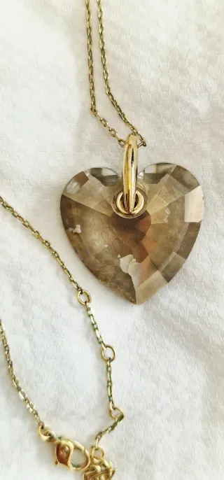 Collar Corazón Swarovski Marrón y Dorado