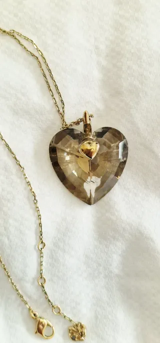 Collar Corazón Swarovski Marrón y Dorado