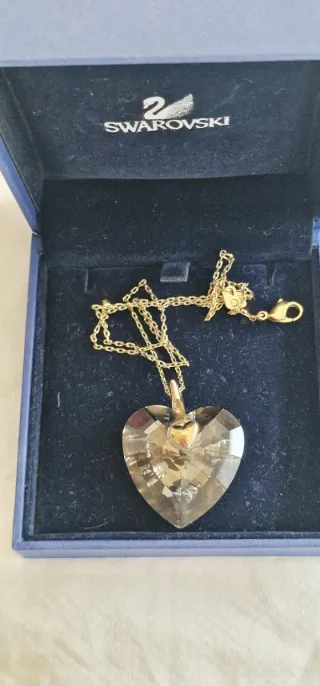 Collar Corazón Swarovski Marrón y Dorado