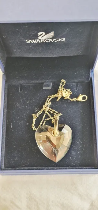 Collar Corazón Swarovski Marrón y Dorado